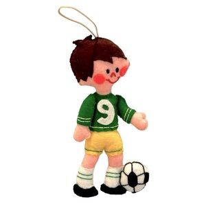Vintage Bucilla Soccer Player #9 Holiday Christmas Ornament